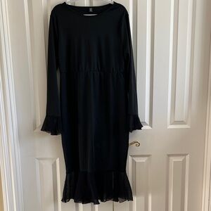 SHEIN Black Long Sleeve Dress with Ruffle Hem